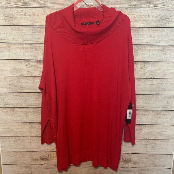Cyrus Red Cowl Neck Tunic Sweater Size 